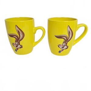 Set Of 2 Nestle Nesquick Bunny Rabbit Coffee/Tea 12 Oz Mugs Yellow Nestle